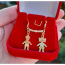 colar De Filhos Filhas Banhado A Ouro 18K