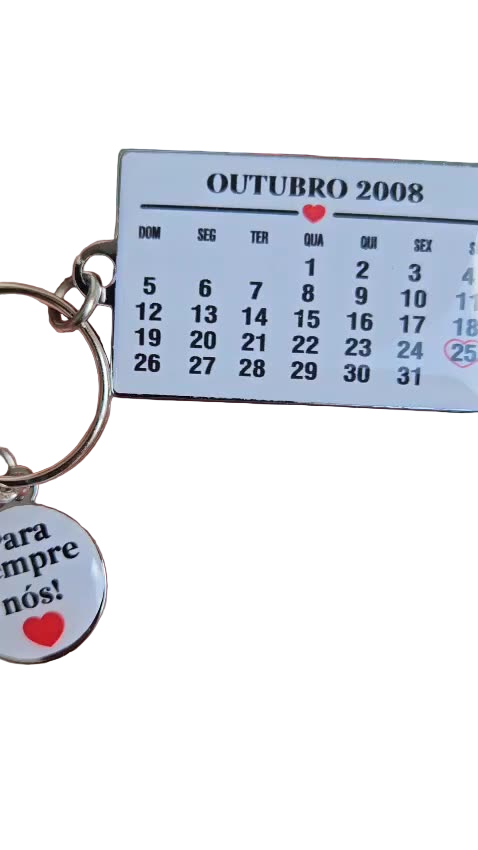 Chaveiro Calendário Personalizado Nossa Data