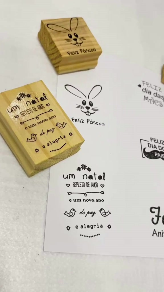 Kit 5 Carimbos Madeira - Datas Comemorativas Mk07