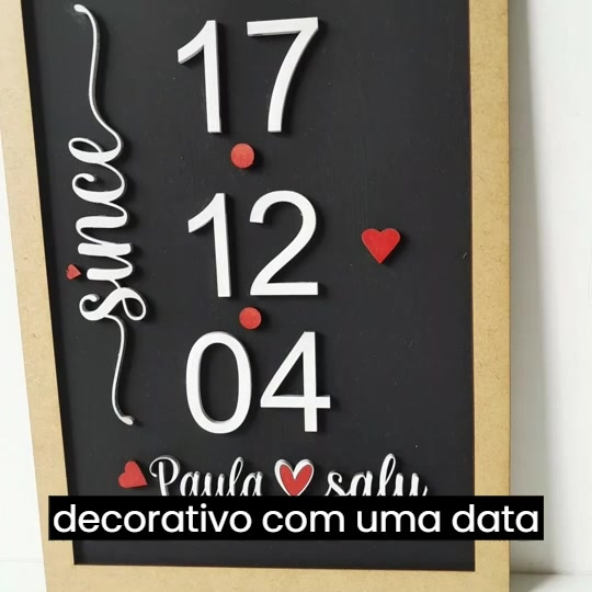 Quadro Decorativo com Data Comemorativa Relembre Data Do Namoro Casamento Feito Em MDF