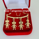 colar De Filhos Filhas Banhado A Ouro 18K