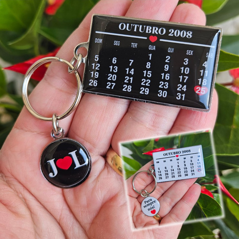 Chaveiro Calendário Personalizado Nossa Data