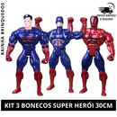 Kit 3 Bonecos Personagem Brinquedo Super Herói Articulável Menino 30cm