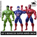Kit 3 Bonecos Personagem Brinquedo Super Herói Articulável Menino 30cm Presente Brinca Dia Das Crianças