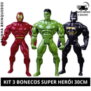 Kit 3 Bonecos Personagem Brinquedo Super Herói Articulável Menino 30cm
