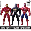 Kit 3 Bonecos Personagem Brinquedo Super Herói Articulável Menino 30cm
