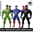 Kit 3 Bonecos Personagem Brinquedo Super Herói Articulável Menino 30cm