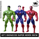 Kit 3 Bonecos Personagem Brinquedo Super Herói Articulável Menino 30cm