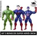 Kit 3 Bonecos Personagem Brinquedo Super Herói Articulável Menino 30cm