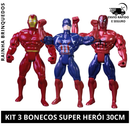 Kit 3 Bonecos Personagem Brinquedo Super Herói Articulável Menino 30cm