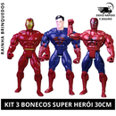 Kit 3 Bonecos Personagem Brinquedo Super Herói Articulável Menino 30cm