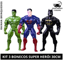 Kit 3 Bonecos Personagem Brinquedo Super Herói Articulável Menino 30cm