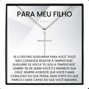Presente Para Filho Colar Crucifixo Banhado a Prata Com Cartão Mensagem E Caixa Para Presente
