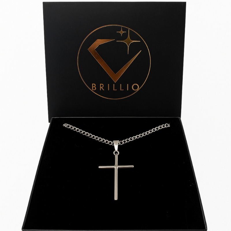 Presente Para Filho Colar Crucifixo Banhado a Prata Com Cartão Mensagem E Caixa Para Presente