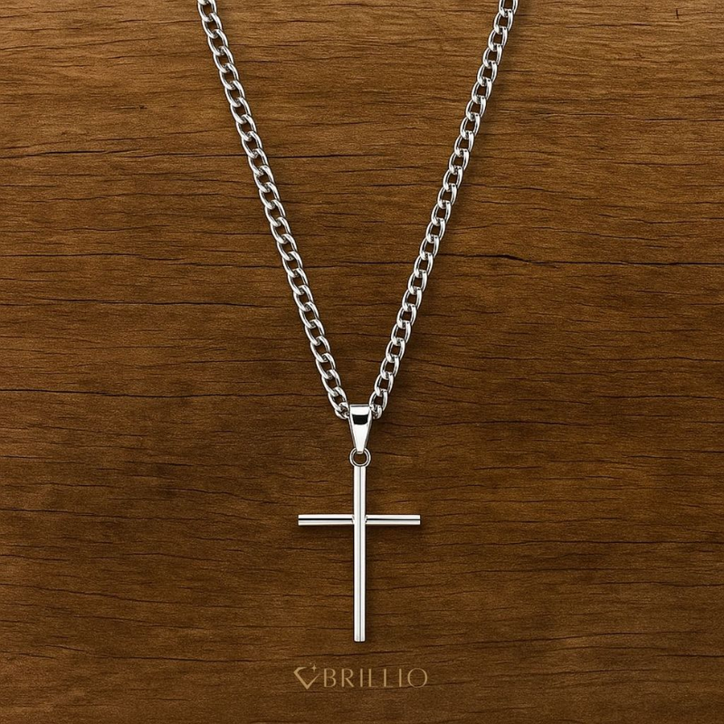 Presente Para Filho Colar Crucifixo Banhado a Prata Com Cartão Mensagem E Caixa Para Presente