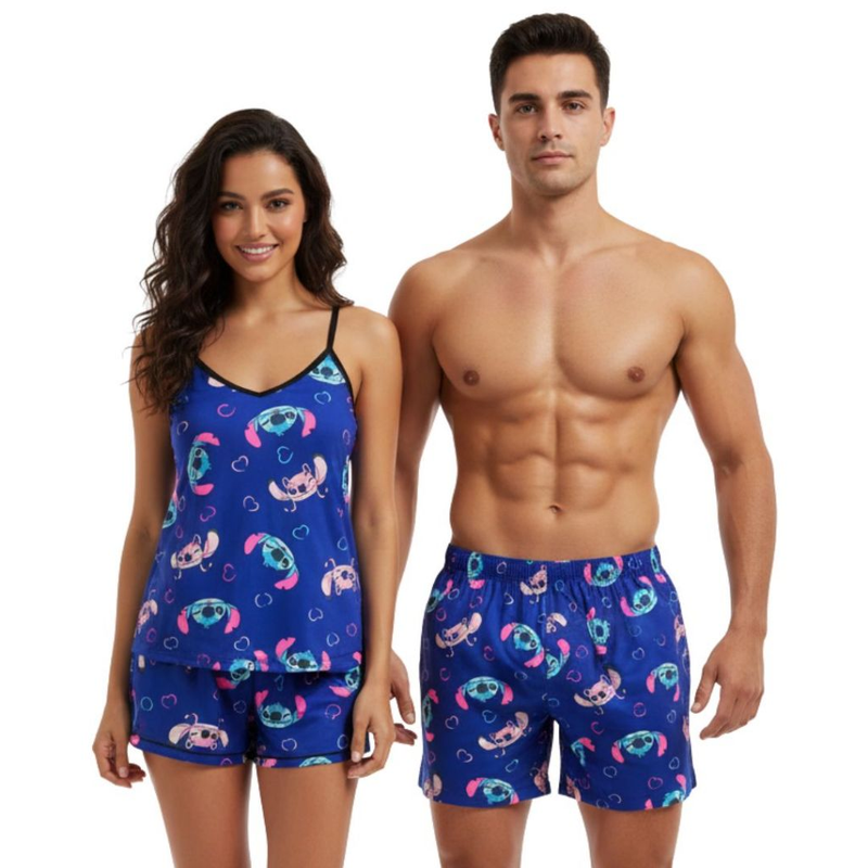 Kit Pijama Casal Feminino e Masculino Samba Canção Baby Doll Kit Namorados