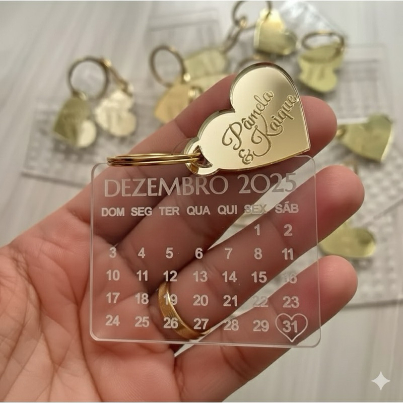 kit 10 chaveiros de acrílico - Lembrancinha para casamentos e datas comemorativas