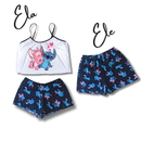 Kit Casal Pijama Namorados Modelo Cropped Virgínea Samba Canção