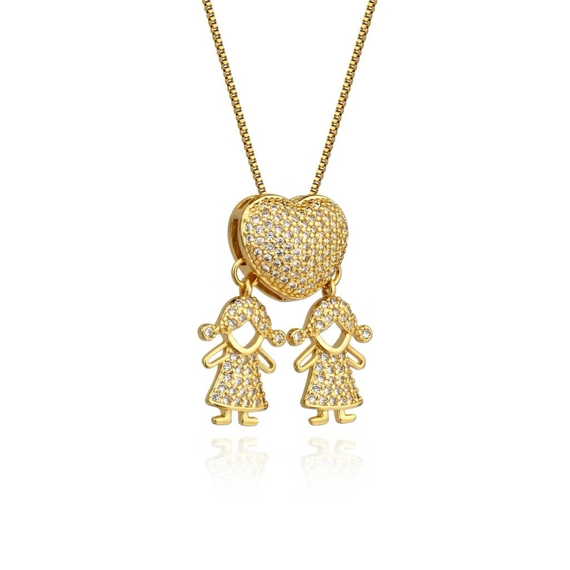 Colar de Filhos Coração Cravejado