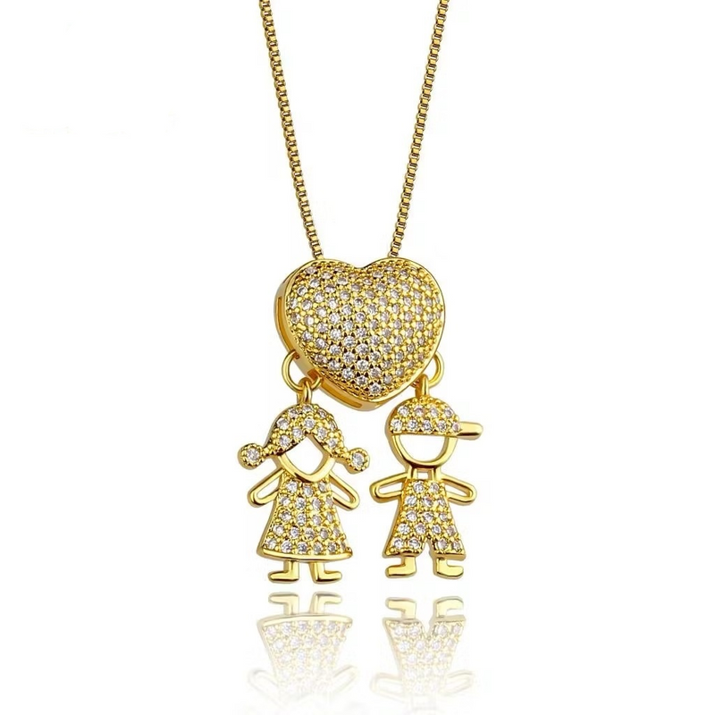 Colar de Filhos Coração Cravejado