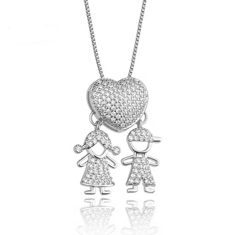 Colar de Filhos Coração Cravejado