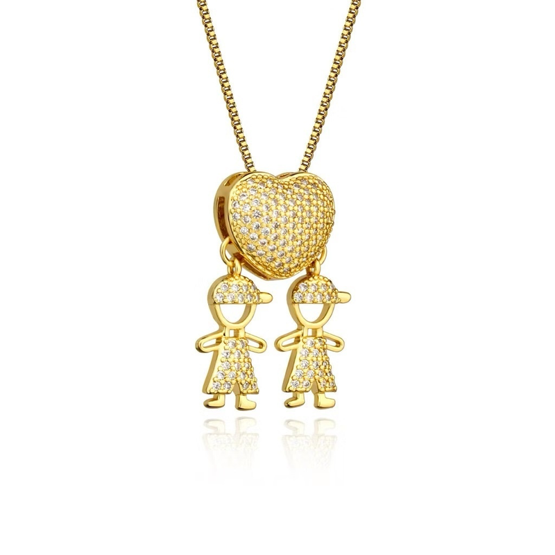 Colar de Filhos Coração Cravejado