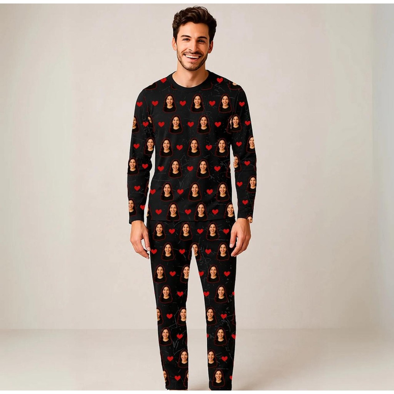 Conjunto de Pijama Estampado Personalizado para Casal