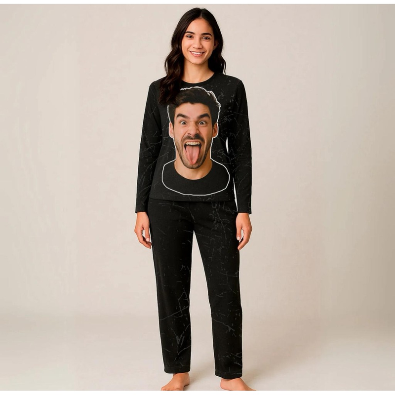 Conjunto de Pijama Estampado Personalizado para Casal