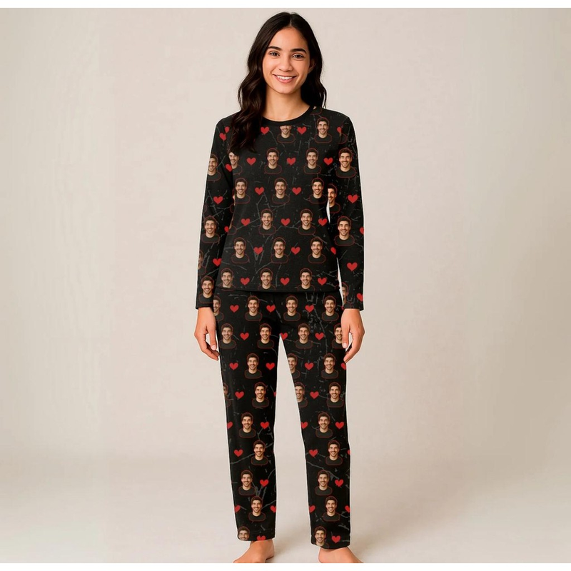 Conjunto de Pijama Estampado Personalizado para Casal